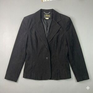 David Paul Black Faux Suede Blazer‎ Size 14 | Classic Minimalist Workwear Jacket